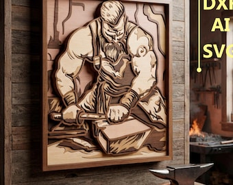 Blacksmith Multilayer SVG. CNC. Cricut. Paper cutting. Laser cut file. 3D layer. Glowforge.