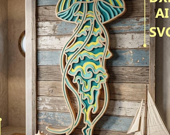 Jellyfish  Multilayer SVG/ Jellyfish CNC file/ Cricut file / Cutting file svg/ Paper cut/ Laser cut file/ 3D layer