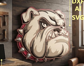 Bulldog Multilayer SVG. CNC. Cricut. Paper cutting. Laser cut file. 3D layer. Glowforge.
