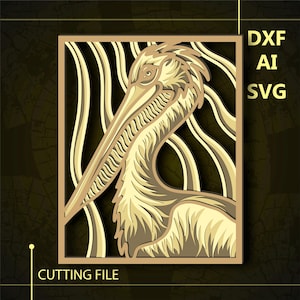 File SVG multistrato Pelican/file CNC Pelican/file Cricut/file di taglio svg/file di taglio carta/file di taglio laser/livello 3D