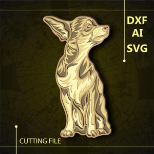 Chihuahua Hund Multilayer SVG/ Chihuahua Hund CNC Datei/ Cricut Datei/ Schneide Datei svg/ Papierschnitt/ Laser cut Datei/ 3D Schicht