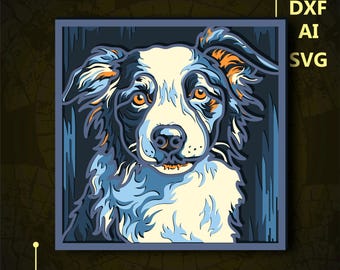 Border Collie Multilayer SVG. CNC. Cricut. Paper cutting. Laser cut file. 3D layer. Glowforge.