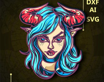 Demon Girl Multilayer SVG. CNC. Cricut. Paper cutting. Laser cut file. 3D layer. Glowforge.