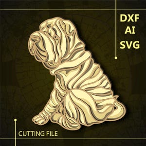 Shar Pei Hunde Multilayer SVG / Shar Pei Hunde CNC Datei / Cricut Datei / Schneidedatei svg / Papierschnitt / Laser cut Datei / 3D Schicht