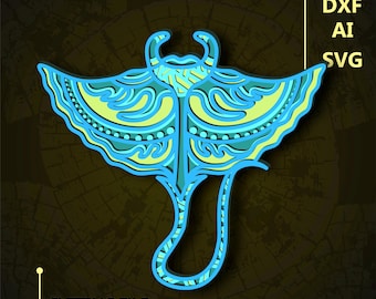 Stingray Fish Multilayer SVG/ Stingray Fish CNC File/ Cricut File