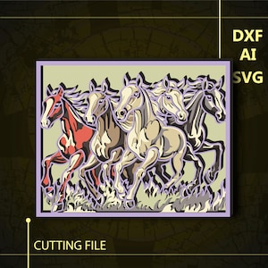 Horses Multilayer SVG/ Horses CNC file/ Cricut file / Cutting file svg/ Paper cut/ Laser cut file/ 3D layer