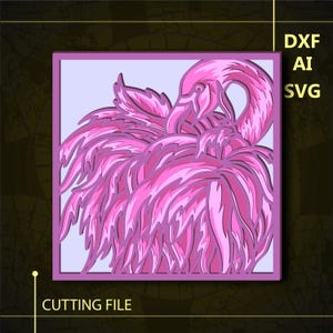 May include: A pink flamingo with its head tucked under its wing, with a detailed layered design for cutting.