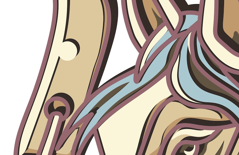 K&ouml;nnte beinhalten: Abstraktes Grafikdesign mit einer komplexen Anordnung von geschwungenen Linien und Formen. Die Farbpalette umfasst Beige, Braun, Hellblau und Lila und erzeugt eine visuell ansprechende und k&uuml;nstlerische Komposition. Das Design hat eine moderne, stilisierte &Auml;sthetik.