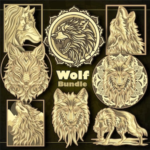 Bundle Wolf Multilayer SVG. CNC. Cricut. Paper cutting. Laser cut file. 3D layer. Glowforge.