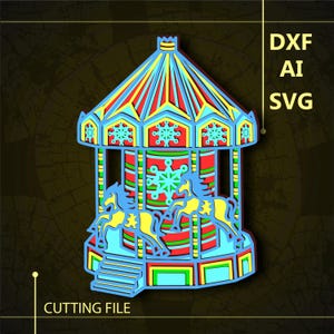Сhristmas carousel Multilayer SVG/ Сhristmas carousel CNC file/ Cricut file / Cutting file svg/ Paper cut/ Laser cut file/ 3D layer
