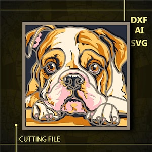 English Bulldog Multilayer SVG/ English Bulldog CNC file/ Cricut file/ Cutting file svg/ Paper cut/ Laser cut file/ 3D layer