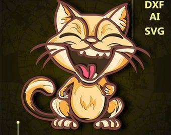 Cat Multilayer SVG. CNC. Cricut. Paper cutting. Laser cut file. 3D layer. Glowforge.