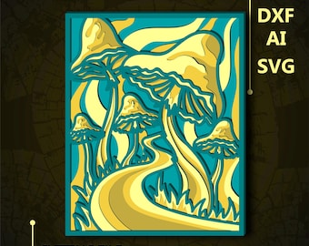 Pilz Multilayer SVG. CNC. Cricut. Scherenschnitt. Laser cut Datei. 3D Schicht. Glühschmiede.