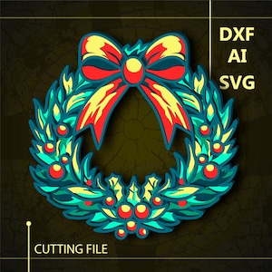 Christmas Wreath Multilayer SVG/ Christmas Wreath CNC file/ Cricut file / Cutting file svg/ Paper cut/ Laser cut file/ 3D layer