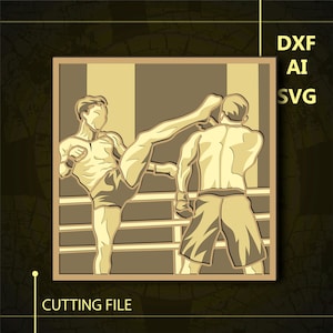 Muay Thai Multilayer SVG/ Muay Thai CNC-Datei/ Cricut Datei / Schneidedatei svg/ Papierschnitt/ Laser geschnitten Datei / 3D-Schicht