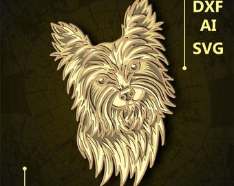 Yorkshire Terrier Dog Multilayer SVG. CNC. Cricut. Paper cutting. Laser cut file. 3D layer.