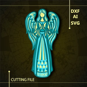 Angel meerlaagse SVG / Angel CNC-bestand / Meerlaagse svg / Cutting-bestand svg / Papier gesneden / Lasergesneden bestand / 3D-laag