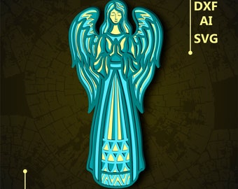 Angel Multilayer SVG. CNC. Cricut. Paper cutting. Laser cut file. 3D layer. Glowforge.