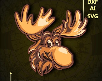 Elch Multilayer SVG. CNC. Cricut. Scherenschnitt. Laser cut Datei. 3D Schicht. Glühschmiede.