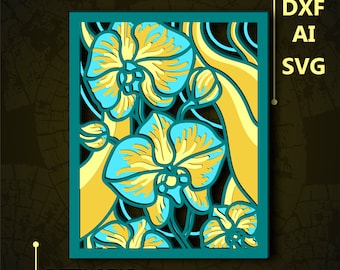 Orchid Multilayer SVG. CNC. Cricut. Paper cutting. Laser cut file. 3D layer. Glowforge.