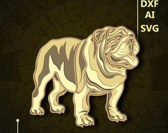 American Bulldog Multilayer SVG. CNC. Cricut. Paper cutting. Laser cut file. 3D layer. Glowforge.