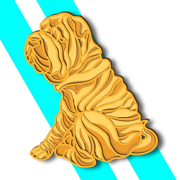 Shar Pei Dogs Multilayer SVG/ Shar Pei Dogs CNC/ Multilayer svg/ Cutting file svg/ Paper cut/ Multilayer SVG/