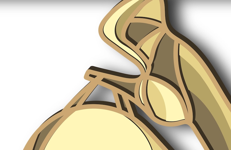 May include: A stylized illustration of a golden trumpet with a bell-shaped end and a long, curved tube. The trumpet is outlined in brown and has a three-dimensional effect.