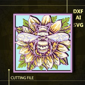 Bee On Flower Multilayer SVG/ Bee On Flower CNC file/ Cricut file / Cutting file svg/ Paper cut/ Laser cut file/ 3D layer