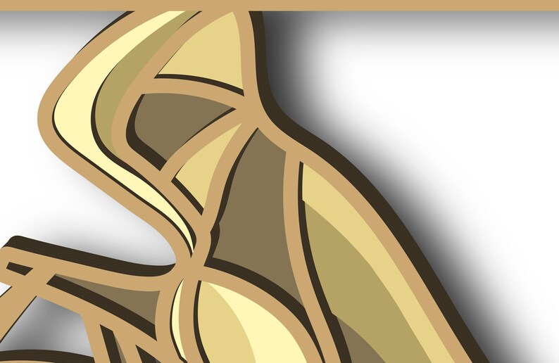 May include: Abstract geometric design with overlapping shapes in shades of brown and beige.