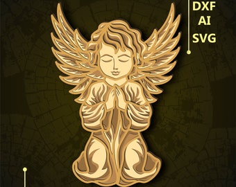 Angel Multilayer SVG. CNC. Cricut. Paper cutting. Laser cut file. 3D layer. Glowforge.