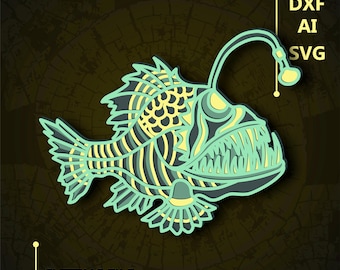 Angler fish  Multilayer SVG/ Angler fish CNC file/ Cricut file / Cutting file svg/ Paper cut/  Laser cut file/3D layer