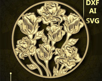 Roses Multilayer SVG/ Roses CNC file/ Cricut file / Cutting file svg/ Paper cut/ Laser cut file/ 3D layer