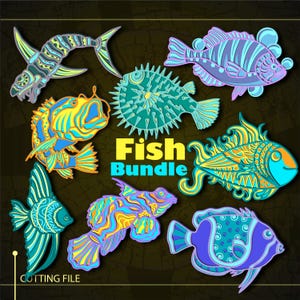 Bundel vis meerdere lagen SVG/Fish CNC-bestand/Cricut-bestand/snijbestand svg/papier gesneden/lasergesneden bestand/3D-laag