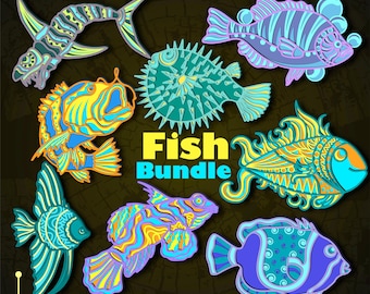 Bundle Fish Multilayer SVG/Fish CNC file/ Cricut file/ Cutting file svg/ Paper cut/ Laser cut file/ 3D layer