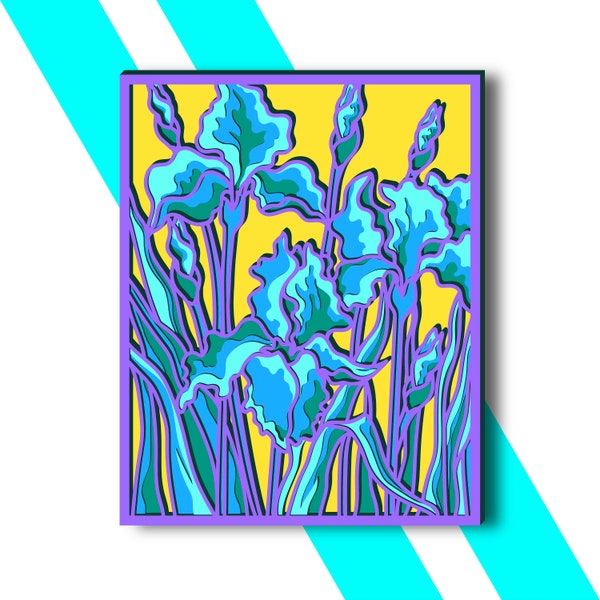 Iris Flowers Multilayer SVG/ Iris Flowers CNC/ Multilayer svg/ Cutting file svg/ Paper cut/ Multilayer SVG/