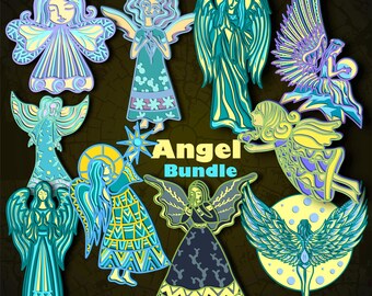 Bundle Angel Multilayer SVG. CNC. Cricut. Paper cutting. Laser cut file. 3D layer. Glowforge.