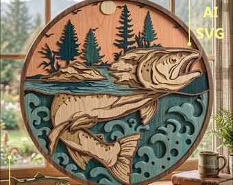 Fish Multilayer SVG. CNC. Cricut. Paper cutting. Laser cut file. 3D layer. Glowforge.