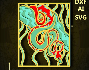 Snake Multilayer SVG. CNC. Cricut. Paper cutting. Laser cut file. 3D layer. Glowforge.