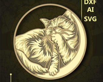 Cat Multilayer SVG. CNC. Cricut. Paper cutting. Laser cut file. 3D layer. Glowforge.