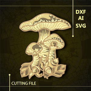 Mushroom Multilayer SVG/ Mushroom CNC file/ Cricut file / Cutting file svg/ Paper cut/ Laser cut file/      3D layer