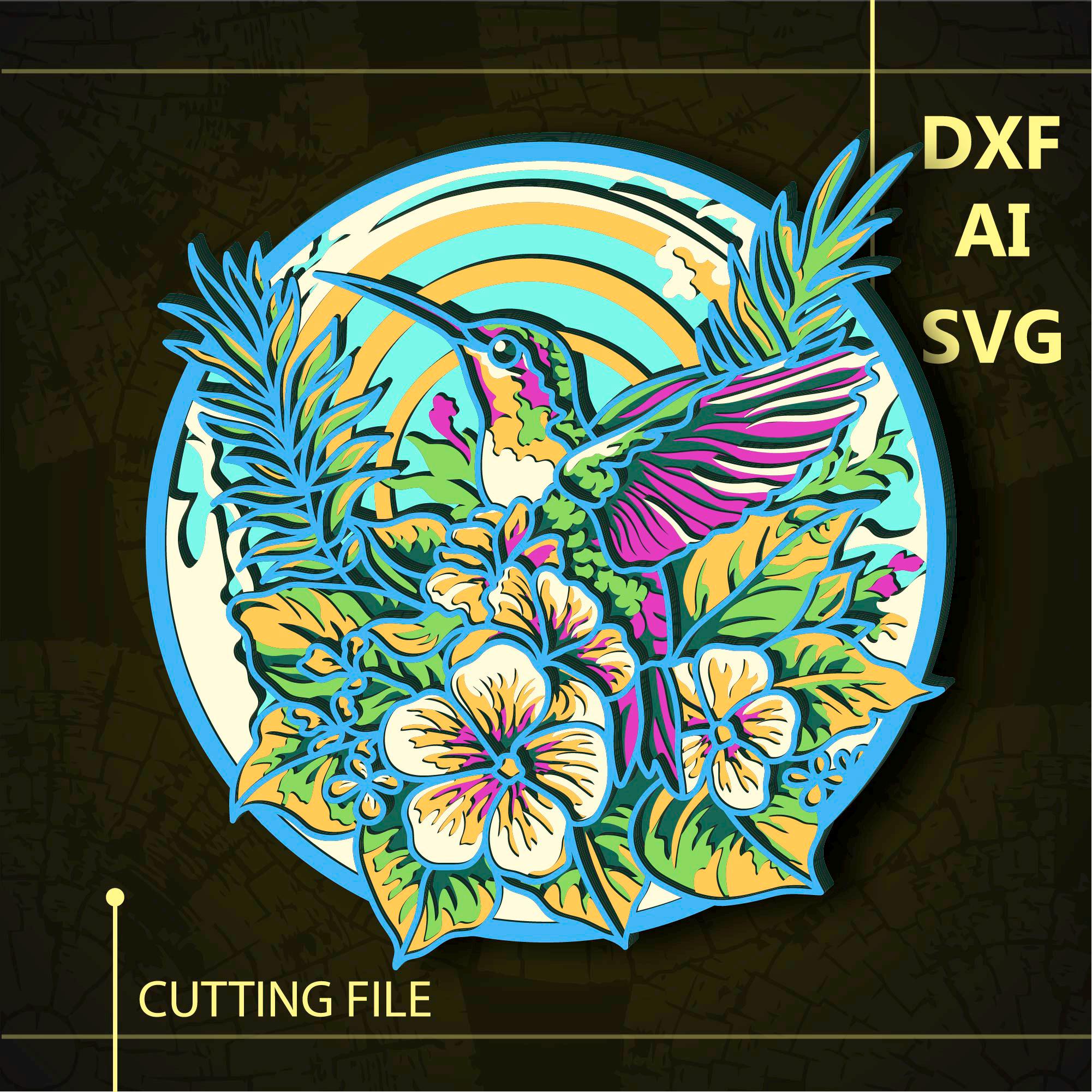Hummingbird Multilayer SVG/ Hummingbird CNC file/ Cricut file / Cutting file svg/ Paper cut/ Laser cut file/ 3D layer