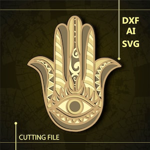 Hamsa Multicapa SVG/ Archivo Hamsa CNC/ Archivo Cricut/ Archivo de corte svg/ Corte de papel/ Archivo cortado por láser/ Capa 3D
