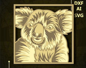 Koala Multilayer SVG. CNC. Cricut. Paper cutting. Laser cut file. 3D layer. Glowforge.