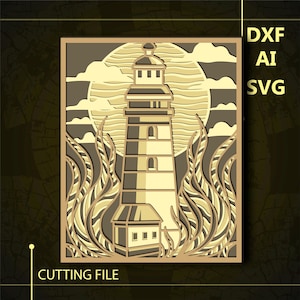 Lighthouse Multilayer SVG/ Lighthouse CNC file/ Cricut file / Cutting file svg/ Paper cut/ Laser cut file/    3D layer