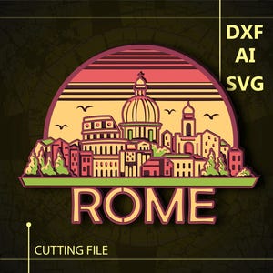 ローマ市マルチレイヤーSVG / ローマ市CNCファイル / クリカットファイル / カッティングファイルSVG / ペーパーカット / レーザーカットファイル / 3Dレイヤー