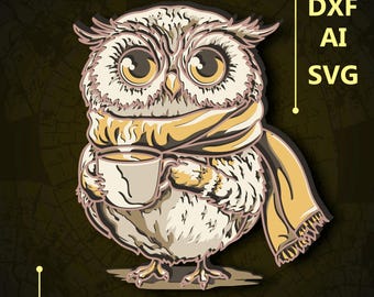 Owl Multilayer SVG. CNC. Cricut. Paper cutting. Laser cut file. 3D layer. Glowforge.