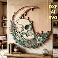 Skull with moon Multilayer SVG. CNC. Cricut. Paper cutting. Laser cut file. 3D layer. product logo