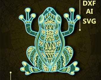 Archivo SVG multicapa de rana/Archivo CNC de rana/Archivo Cricut/Archivo de corte svg/Corte de papel/Archivo de corte láser/Capa 3D