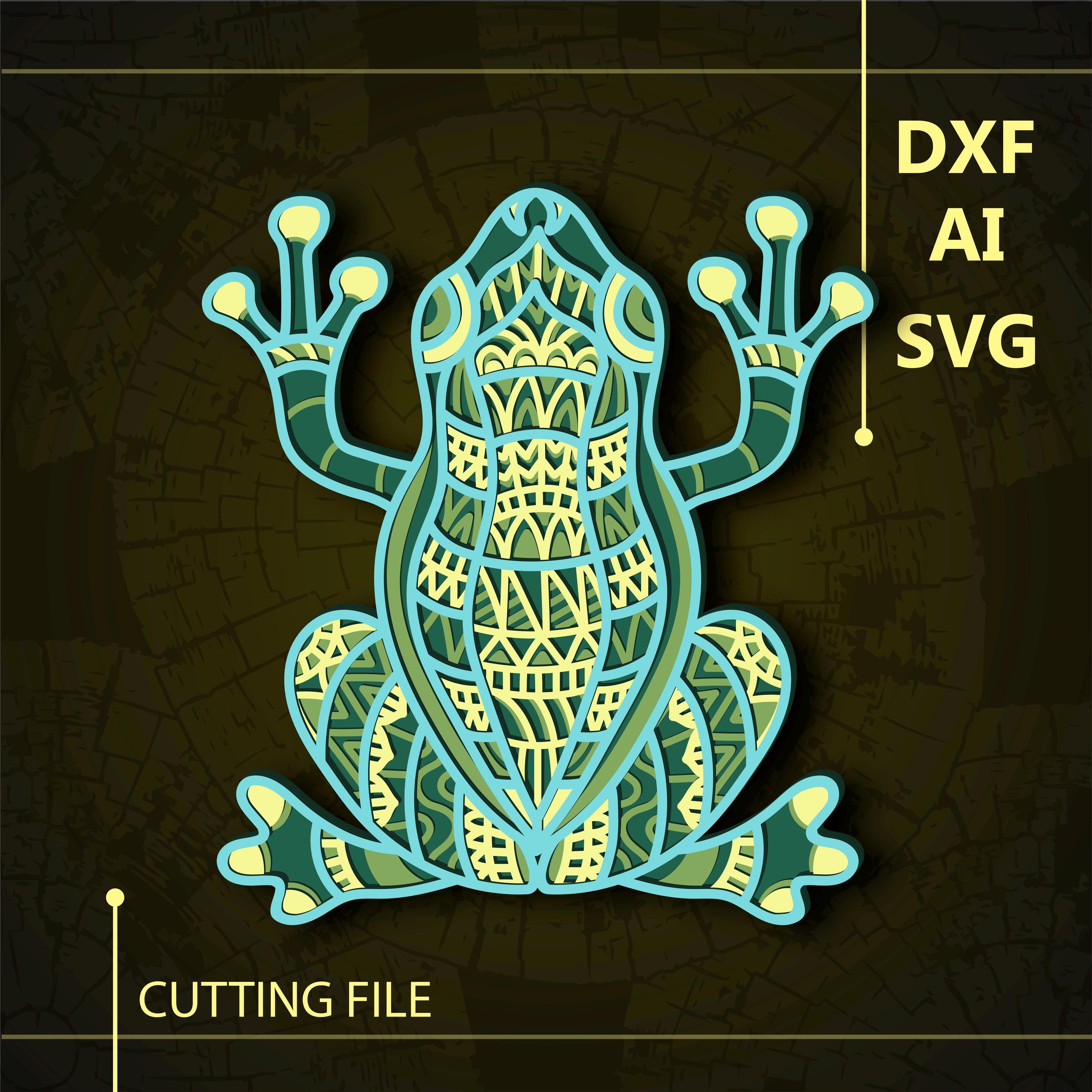 カエルのマルチレイヤー マルチレイヤーSVG。CNC。クリカット。紙切り