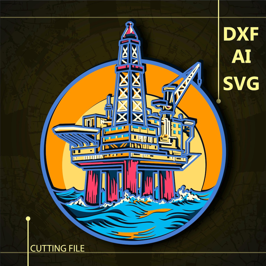 Oil Rig Wrapping Paper Oil Rig Multilayer SVG. CNC. Cricut. Paper Cutting. Laser Cut File. 3D ...